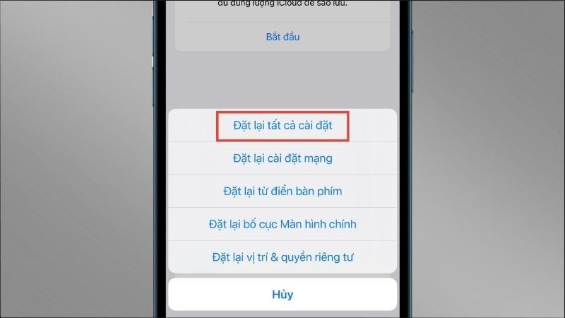 Chọn Đặt lại tất cả cài đặt