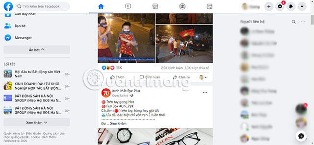 giao diện mới facebook 2020