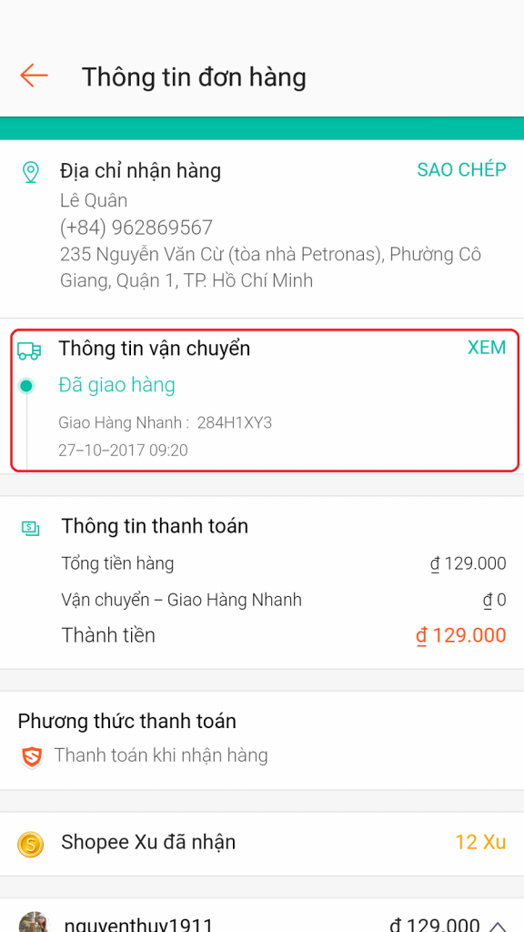 Hướng dẫn đổi trả hàng Shopee kiểm tra đơn hàng thành công