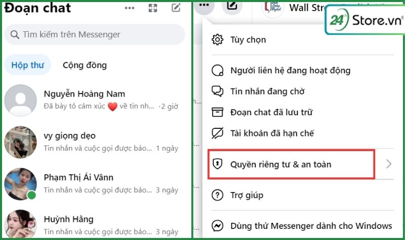 tắt mã hóa đầu cuối trên messenger trên máy tính