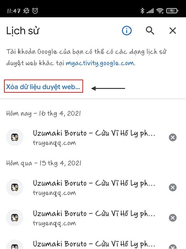 Cách xóa lịch sử tìm kiếm trên Google