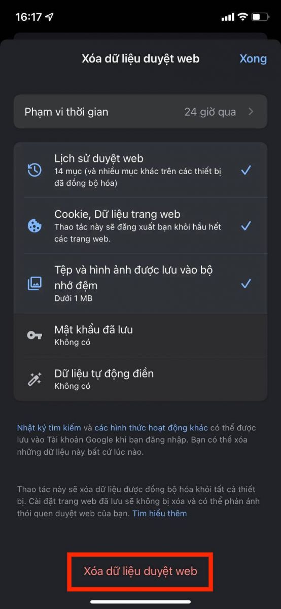 Cách xóa lịch sử tìm kiếm trên Google