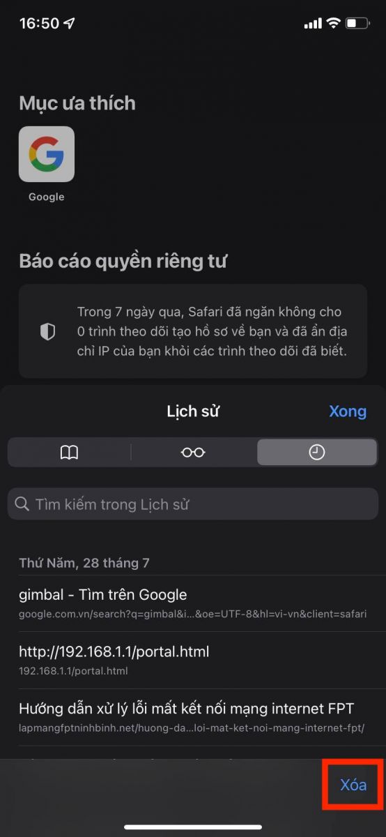 Cách xóa lịch sử tìm kiếm trên Google