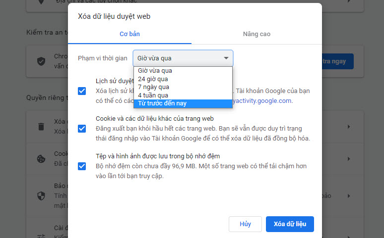 Cách xóa lịch sử tìm kiếm trên Google