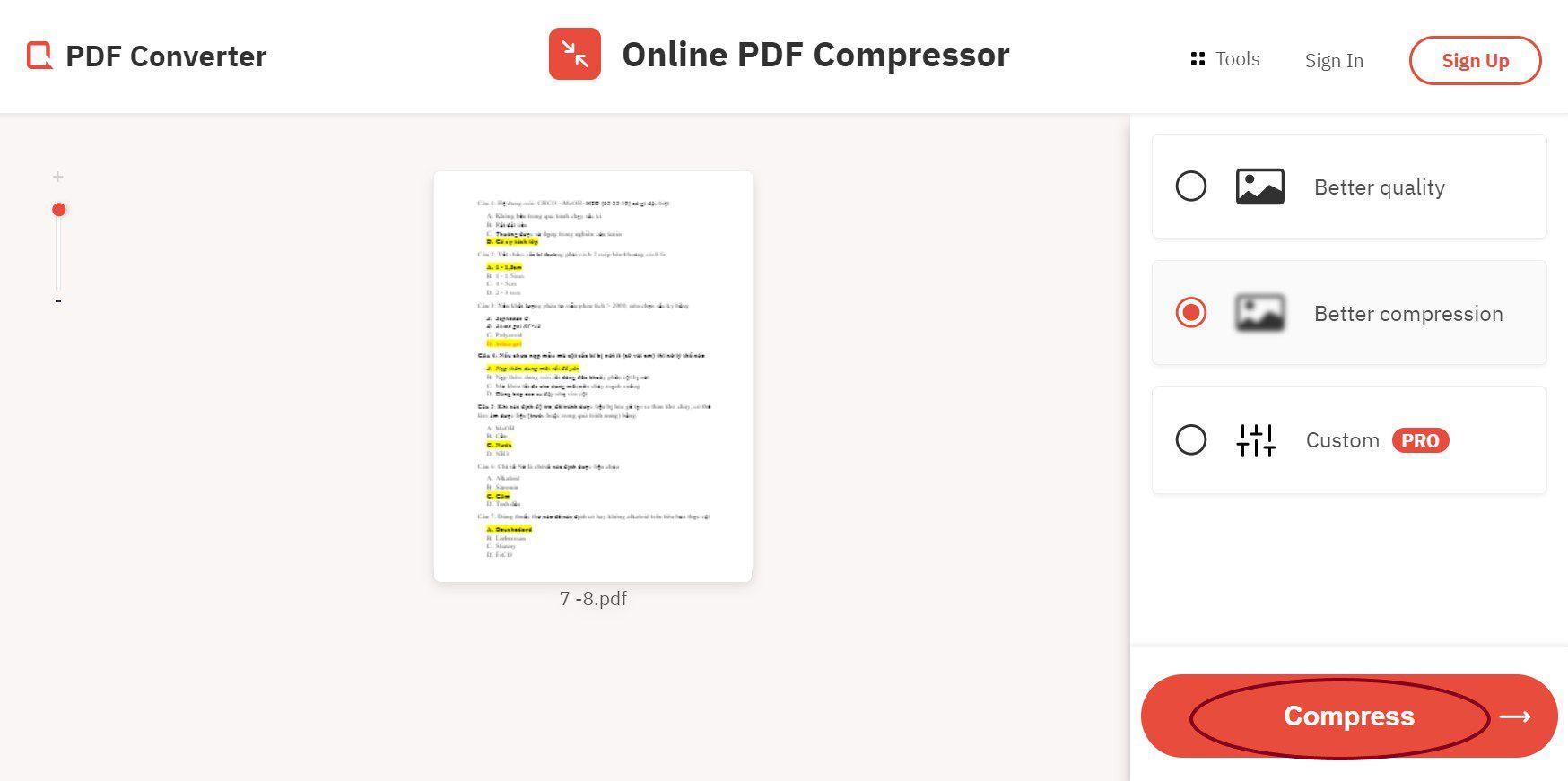 nén file pdf