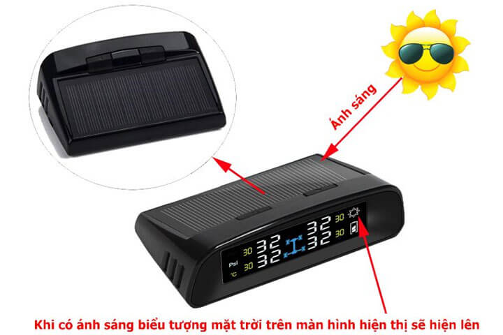 Màn hình TPMS TN400 sử dụng năng lượng mặt trời