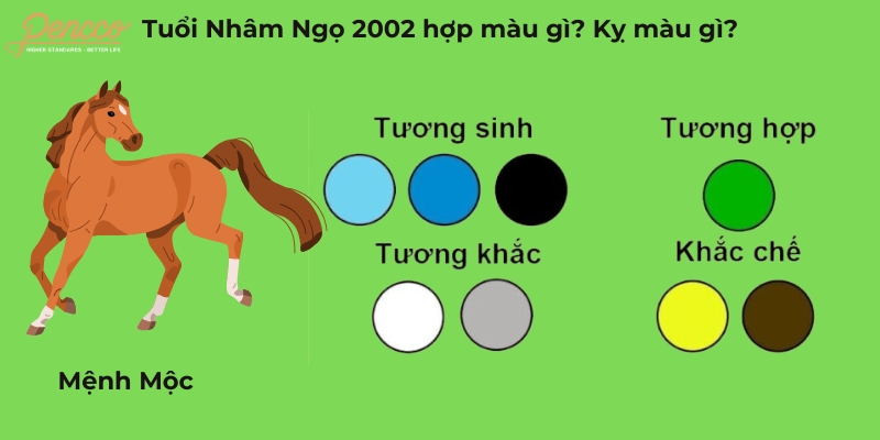 Tuổi ngọ 2002 hợp màu xanh lá, đen, xanh nước biển