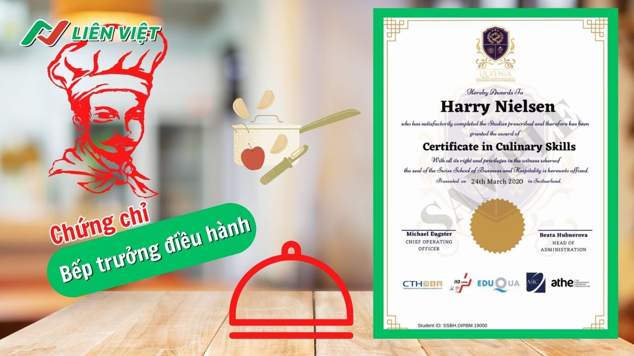 Chứng chỉ Master Chef do liên đoàn ẩm thực Mỹ cấp