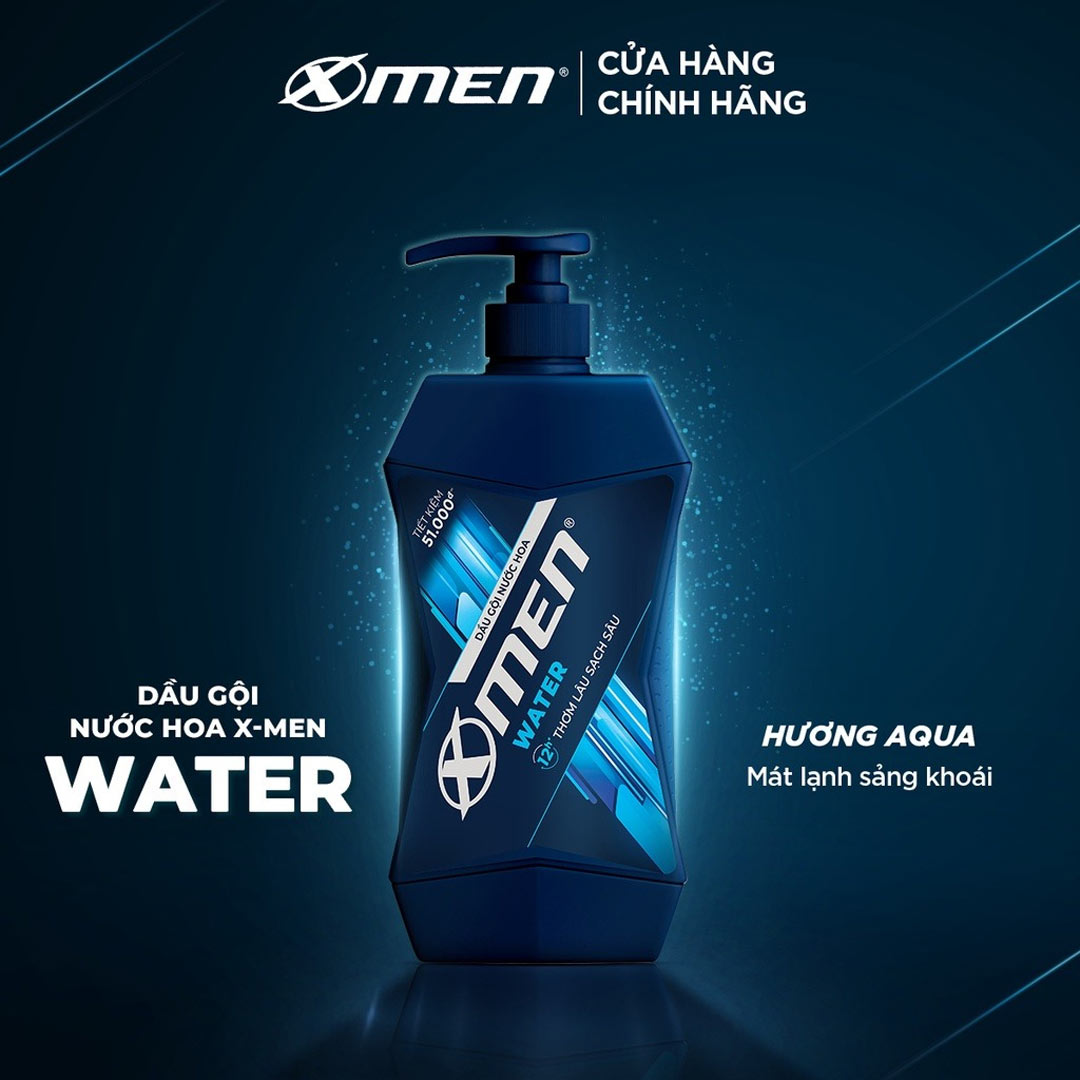 Dầu Gội X-Men Nước Hoa Water Thơm Lâu Sạch Sâu 650g