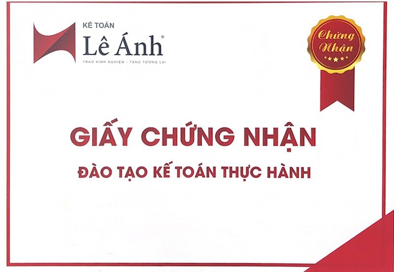 Khóa học kế toán online - Mẫu chứng nhận