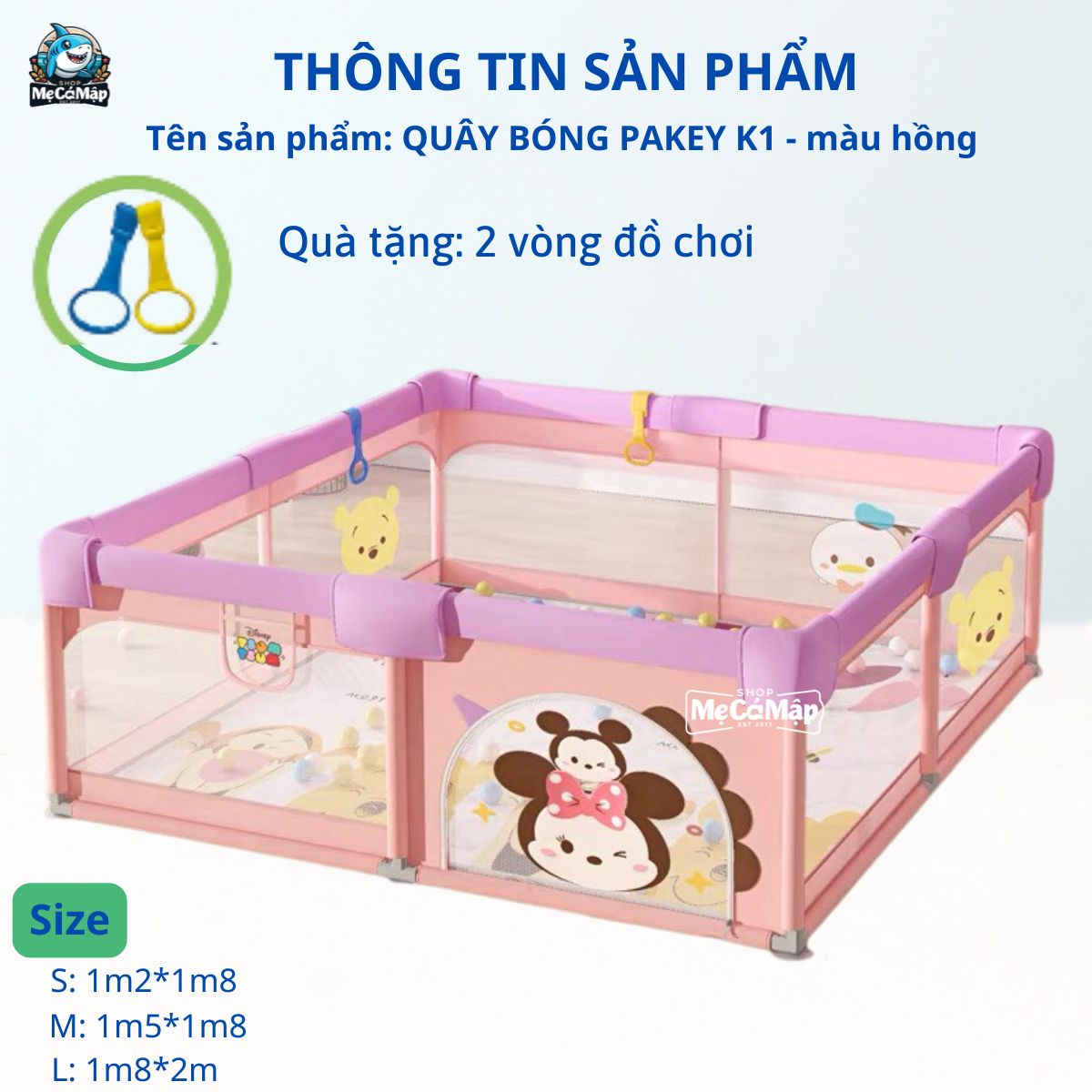 Quây cũi vải Pakey K1 màu hồng