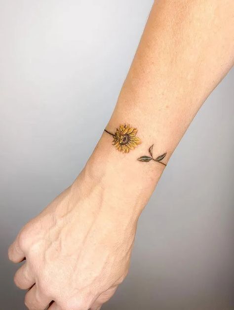 tattoo mini vòng tay làm bằng hoa hướng dương