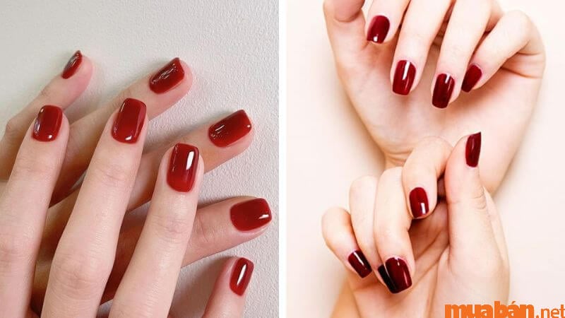 Nail Hàn Quốc màu son môi đơn giản