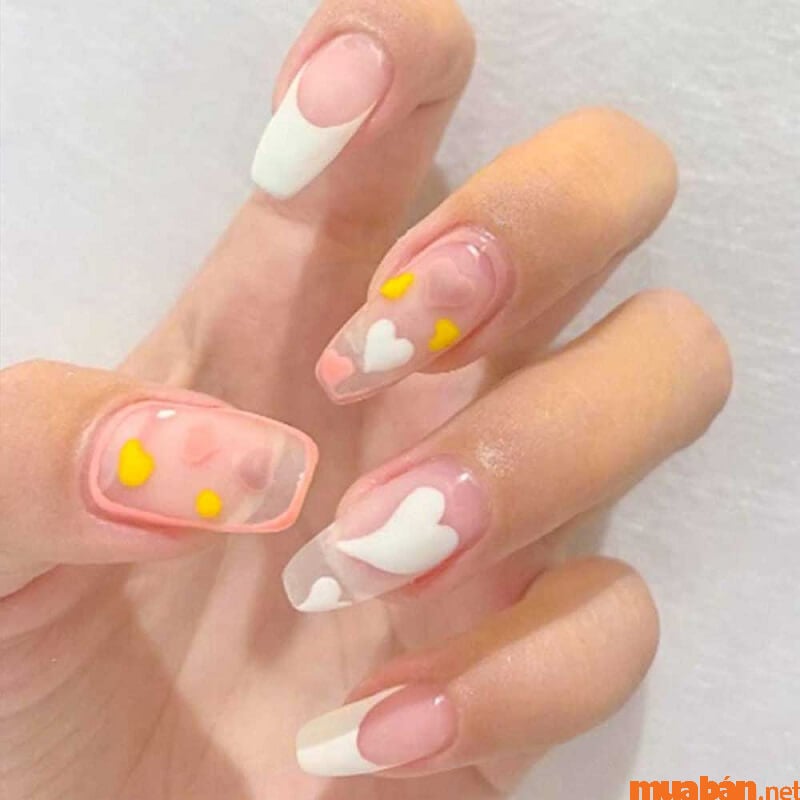 Mẫu Nail Hàn Quốc dễ thương màu hồng