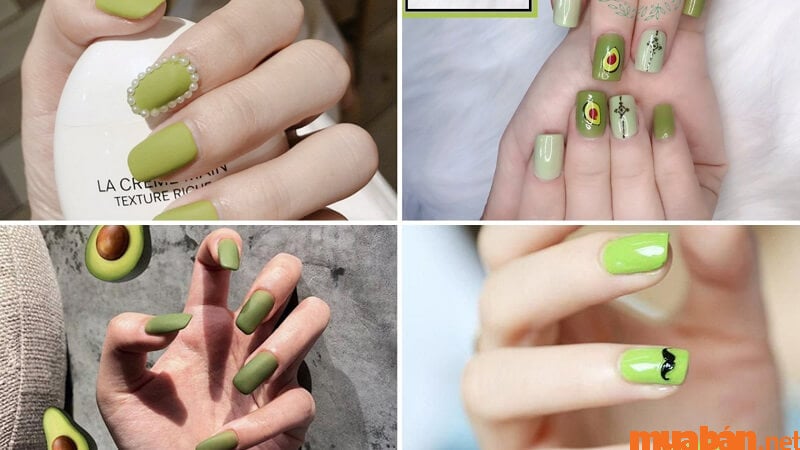 Mẫu Nail Hàn Quốc dễ thương màu xanh bơ