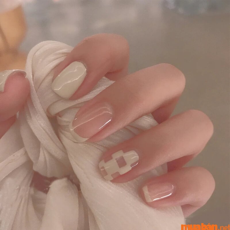 Mẫu nail Hàn Quốc họa tiết đơn giản xinh xắn