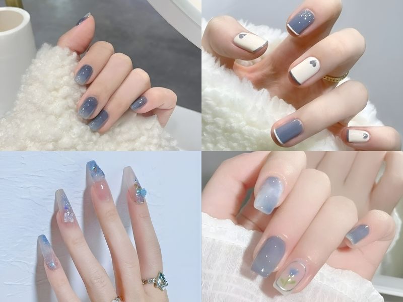 Nail xanh dương đơn giản