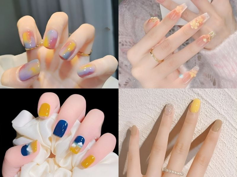 Mẫu nail vàng đơn giản