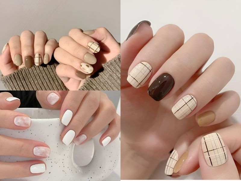 Mẫu nail đơn giản kẽ sọc