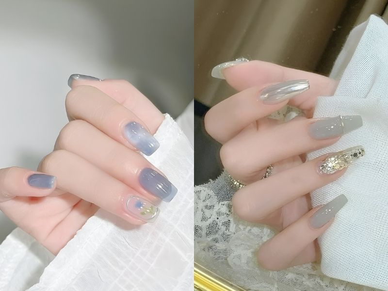 Nail móng úp màu xanh biển