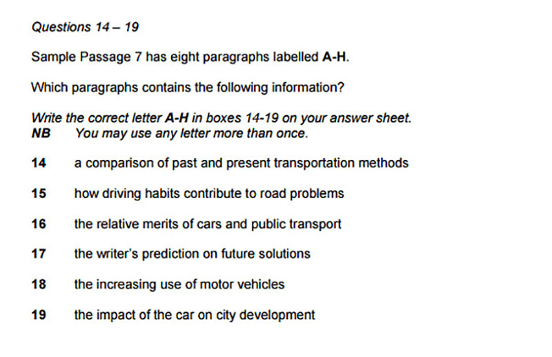 Matching Information - reading ielts tips