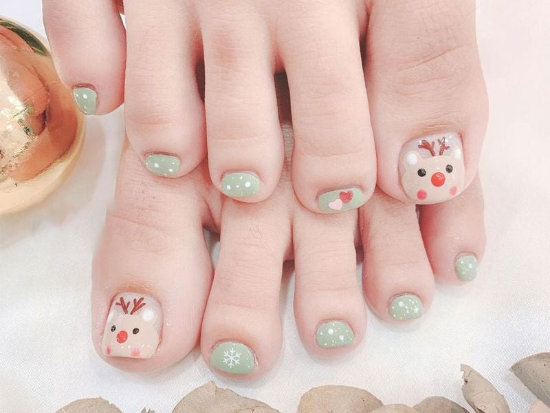 Mẫu nail chân Noel