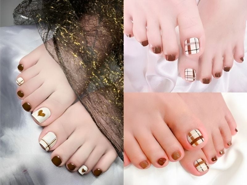 Mẫu nail chân đẹp kẻ sọc