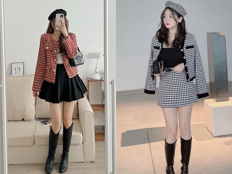 Áo dạ tweed vừa có khả năng giữ ấm tốt, vừa tạo nên vẻ sang chảnh, thanh lịch (Nguồn: Shopee - BeeCost)