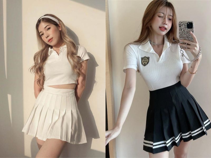 Áo polo mix chân váy tennis là outfit mang đến sự trẻ trung, tinh nghịch, đậm phong cách Hàn Quốc (Nguồn: Tokyolife - BeeCost)