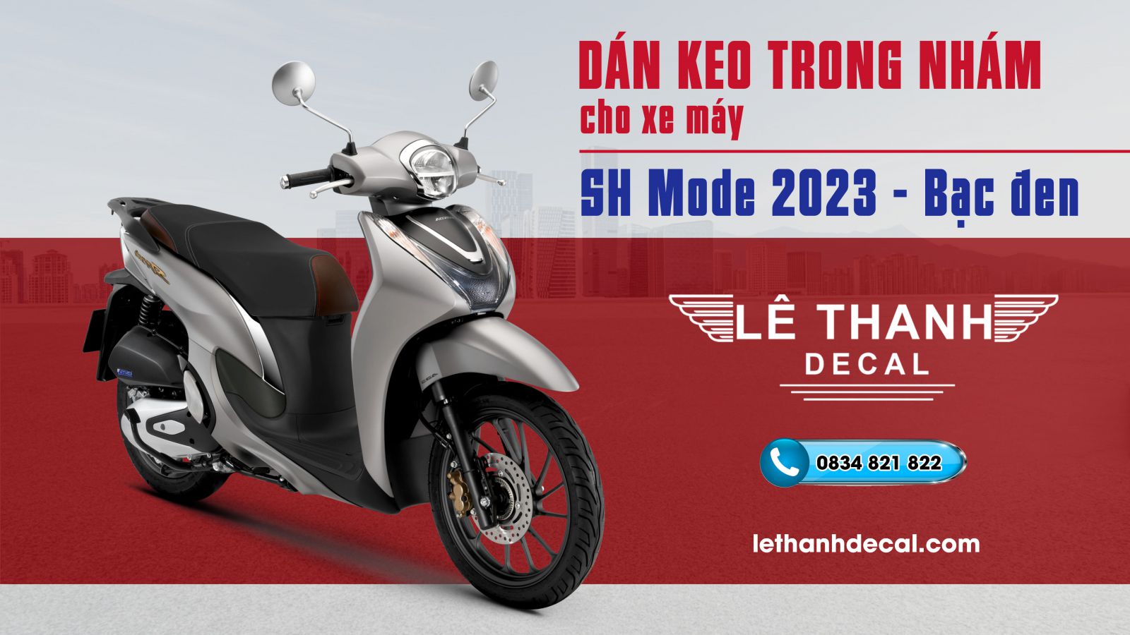 Dán keo trong nhám SH Mode 2023 bạc đen phiên bản đặc biệt