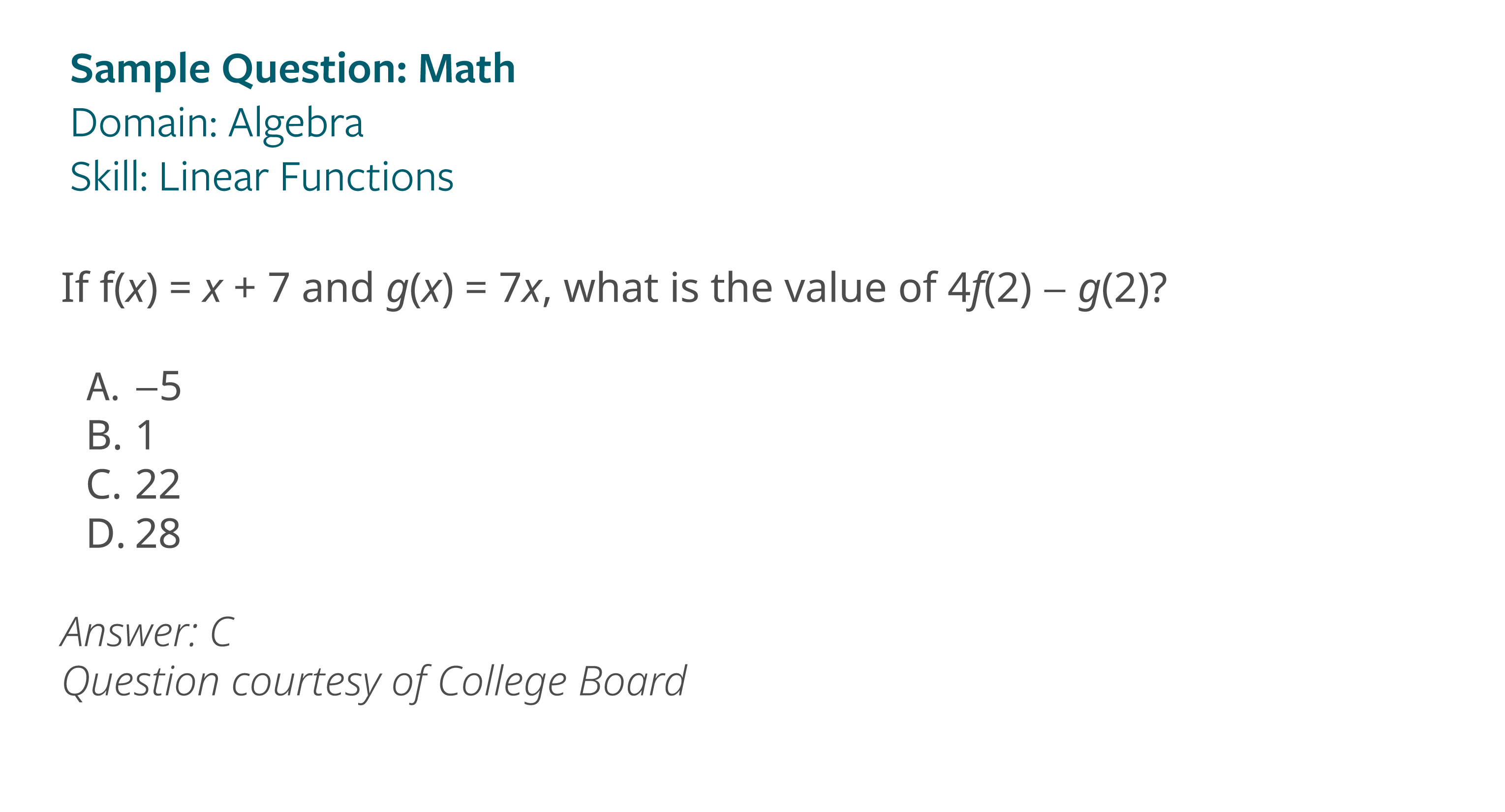 các dạng câu hỏi phần thi SAT Math - algebra