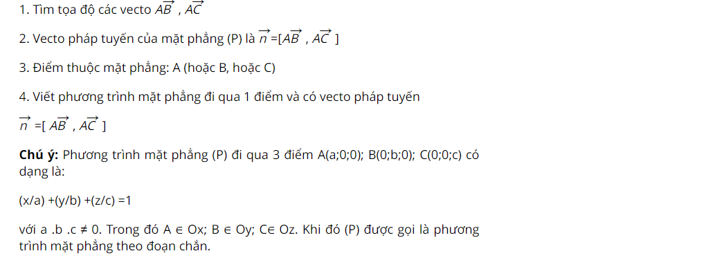 Phương trình mặt phẳng cắt 3 trục tọa độ