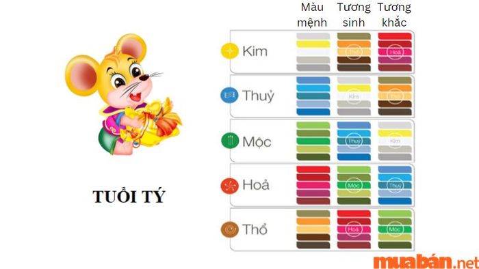 Màu hợp với tuổi Tý