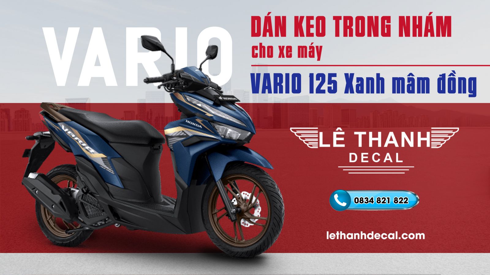 Dán keo trong nhám xe Vario 125 xanh mâm đồng 2023