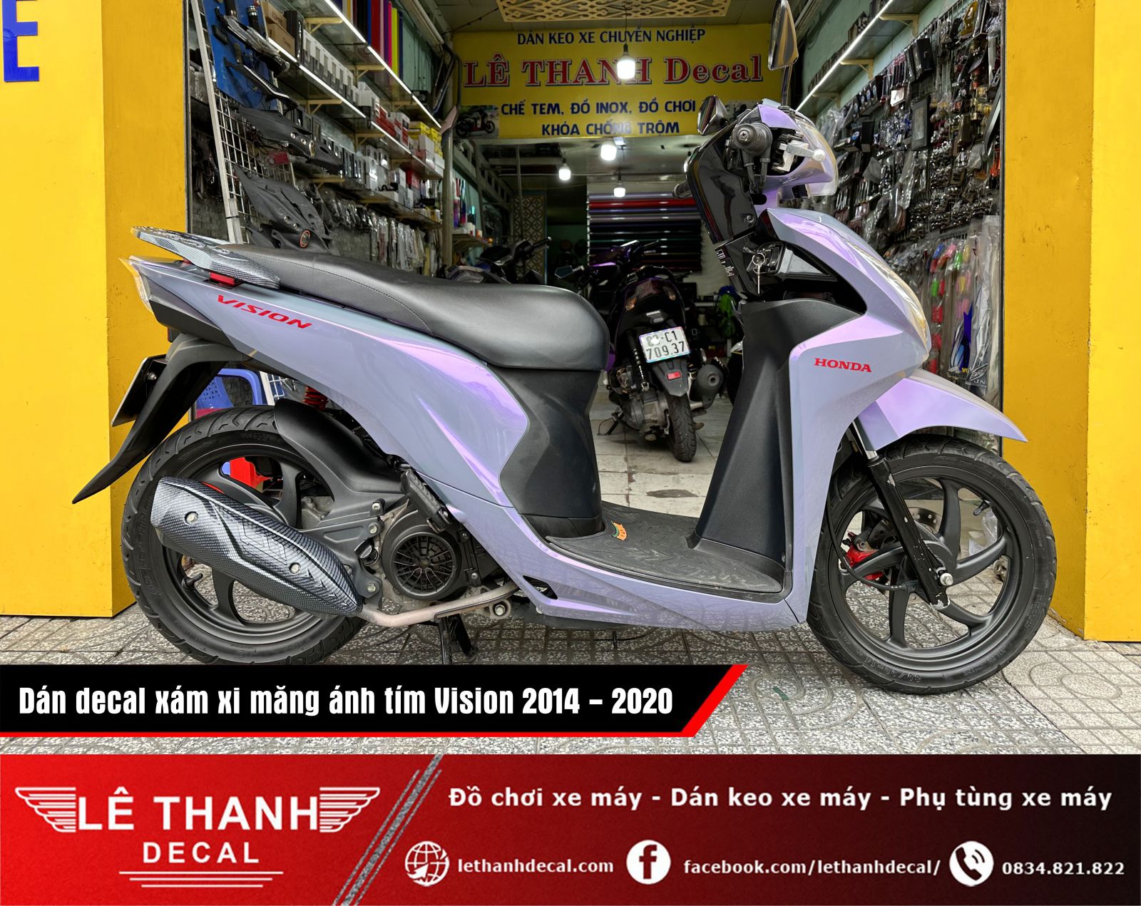 Dán decal đổi màu xám xi măng ánh tím Vision 2014 - 2020