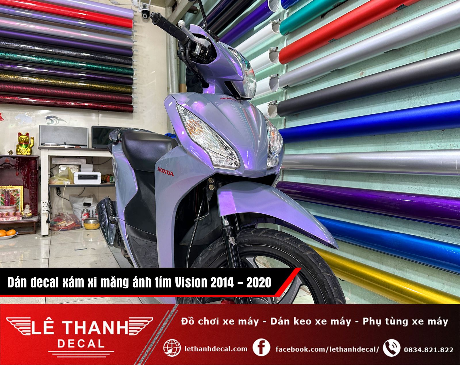 Dán decal đổi màu xám xi măng ánh tím Vision 2014 - 2020