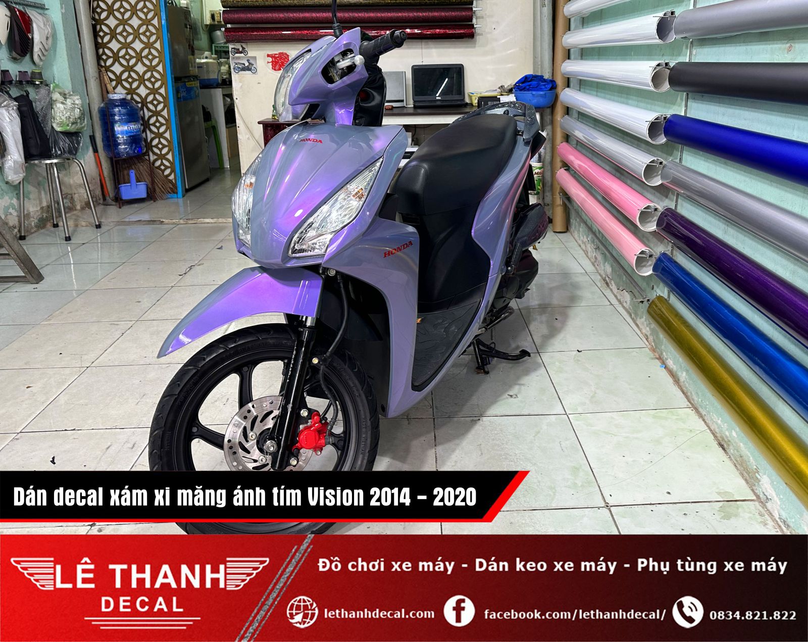 Dán decal đổi màu xám xi măng ánh tím Vision 2014 - 2020