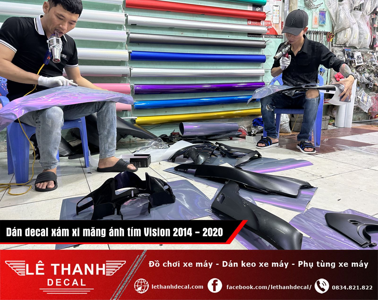 Dán decal đổi màu xám xi măng ánh tím Vision 2014 - 2020