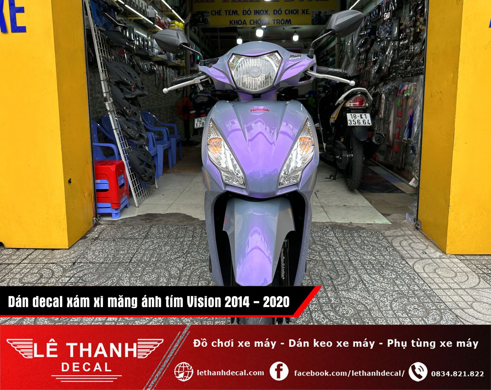 Dán decal đổi màu xám xi măng ánh tím Vision 2014 - 2020