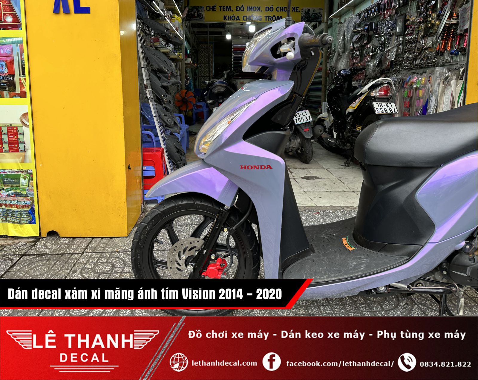 Dán decal đổi màu xám xi măng ánh tím Vision 2014 - 2020