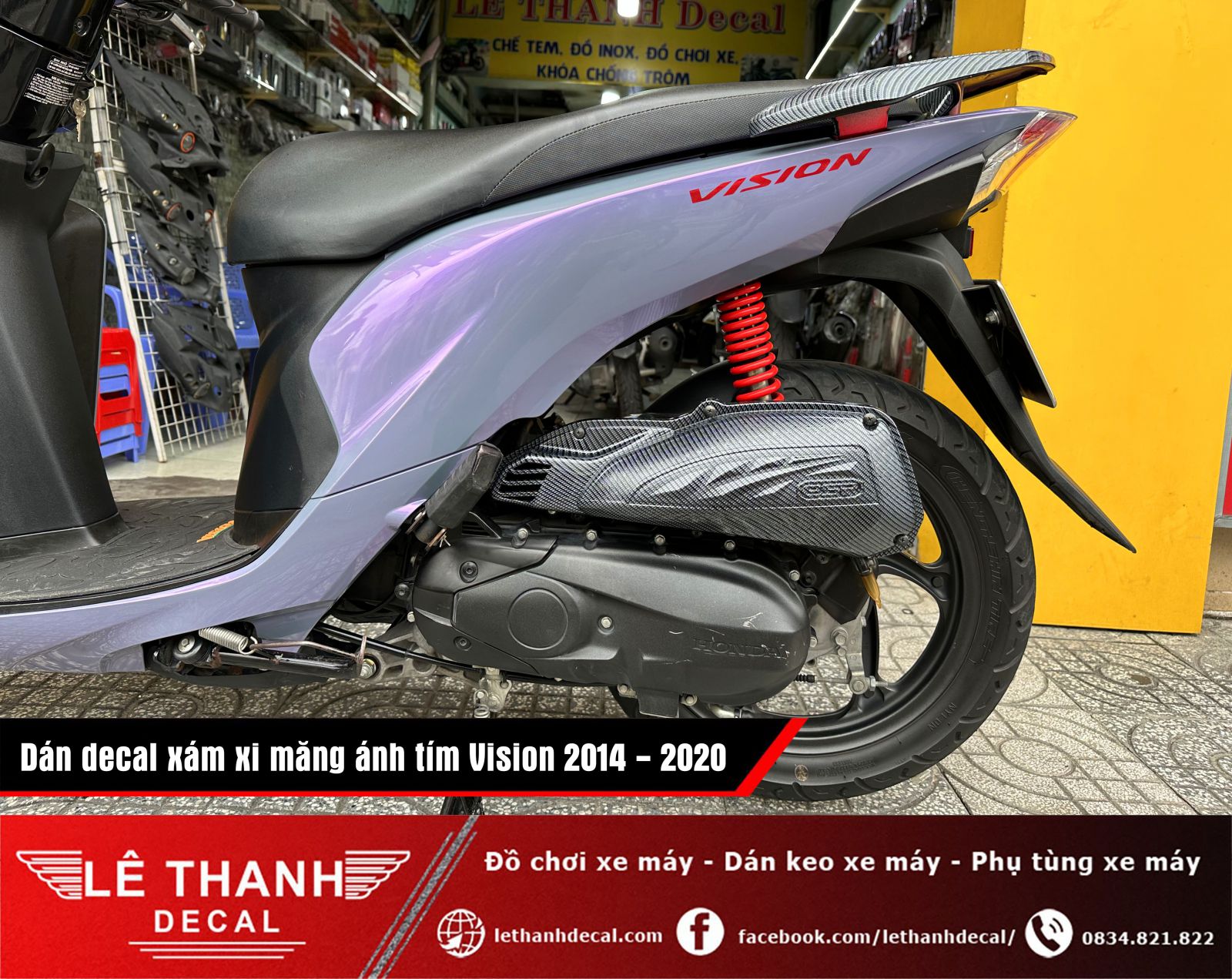 Dán decal đổi màu xám xi măng ánh tím Vision 2014 - 2020