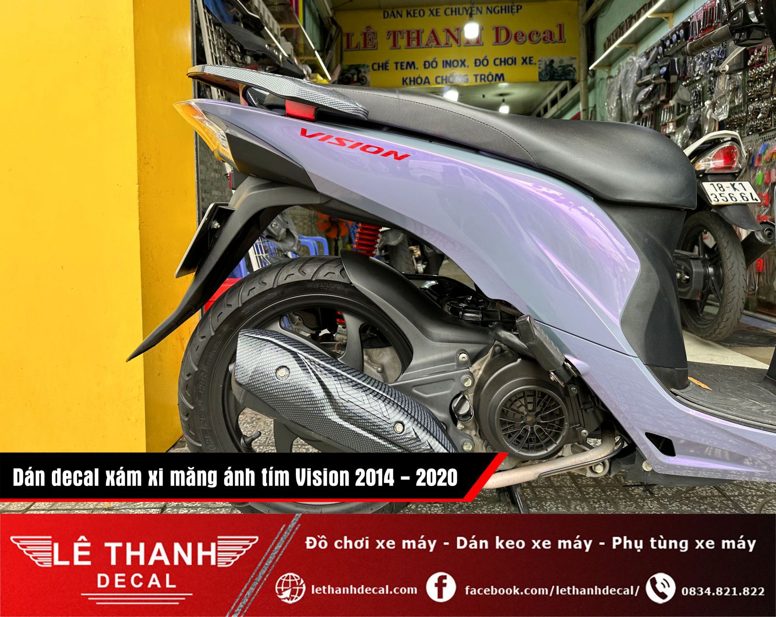 Dán decal đổi màu xám xi măng ánh tím Vision 2014 - 2020