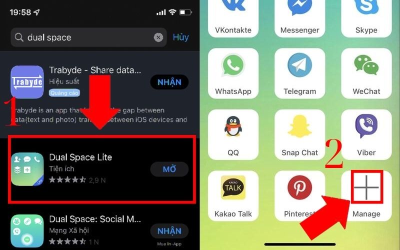 Bạn cần vào App Store và tải ứng dụng Dual Space Lite cho iPhone của bạn